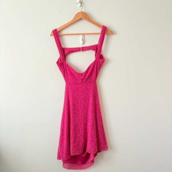 Oh Polly Emilion Embellished Cut Out Mini Dress in Fuschia Pink Size 10 - Picture 6 of 9